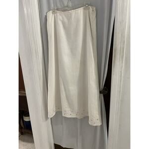 Ecologie Cream Linen Embroidered Buttoned Lined Maxi Skirt Sz 10